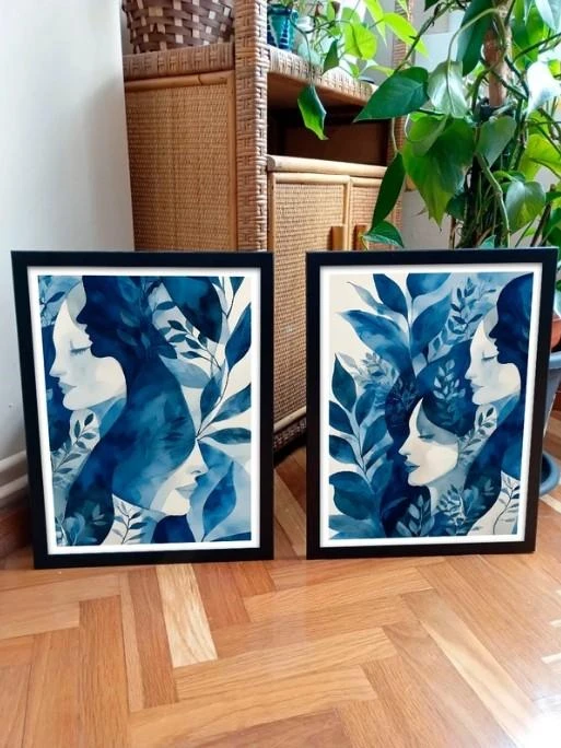 Hermosas laminas decorativas con motivos naturales y femeninos estilo acuarelas